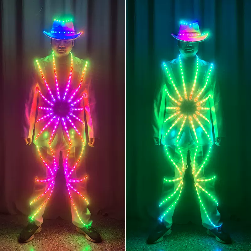 LED酒吧KTV创意出酒发光服太阳服气氛道具爆闪演出服节目表演服