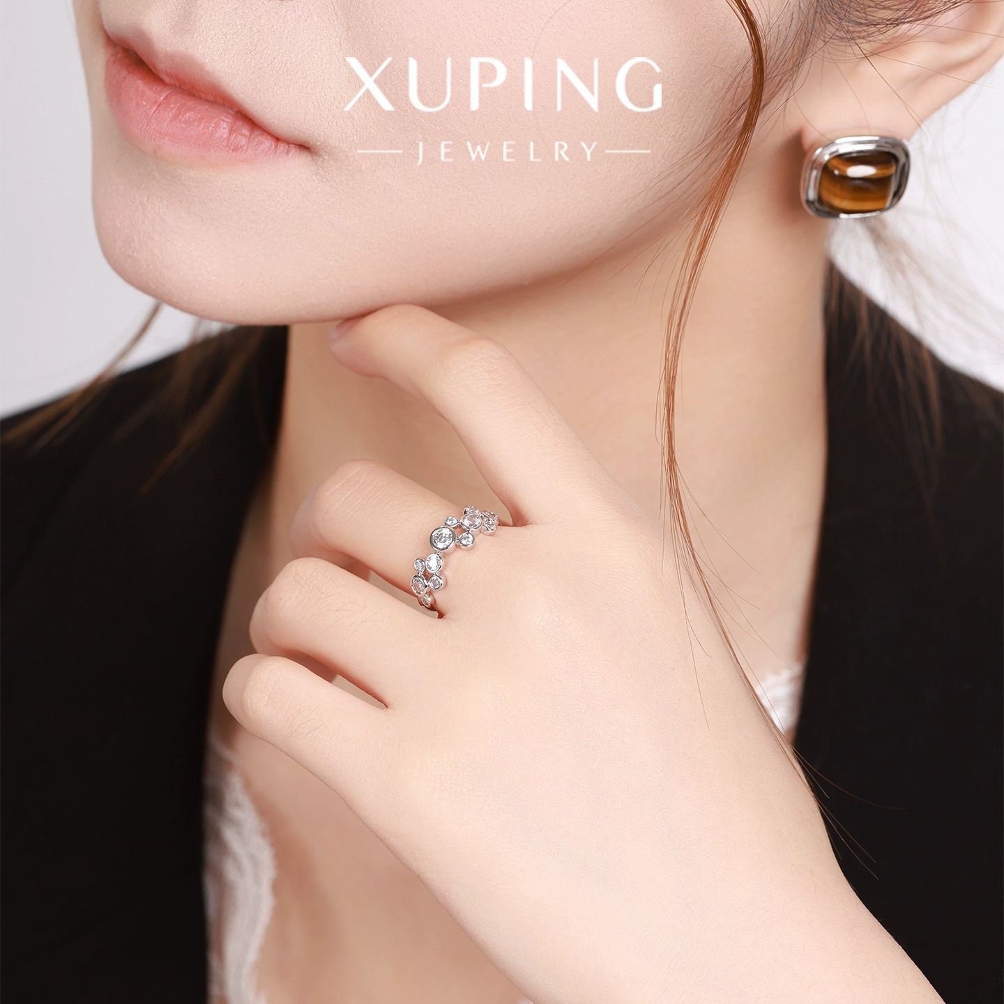 Xuping estilo simple geometría redonda artificial anillo de burbuja de joya fácil de usar para viajar diariamente anillo de dedo de viento para mujeres