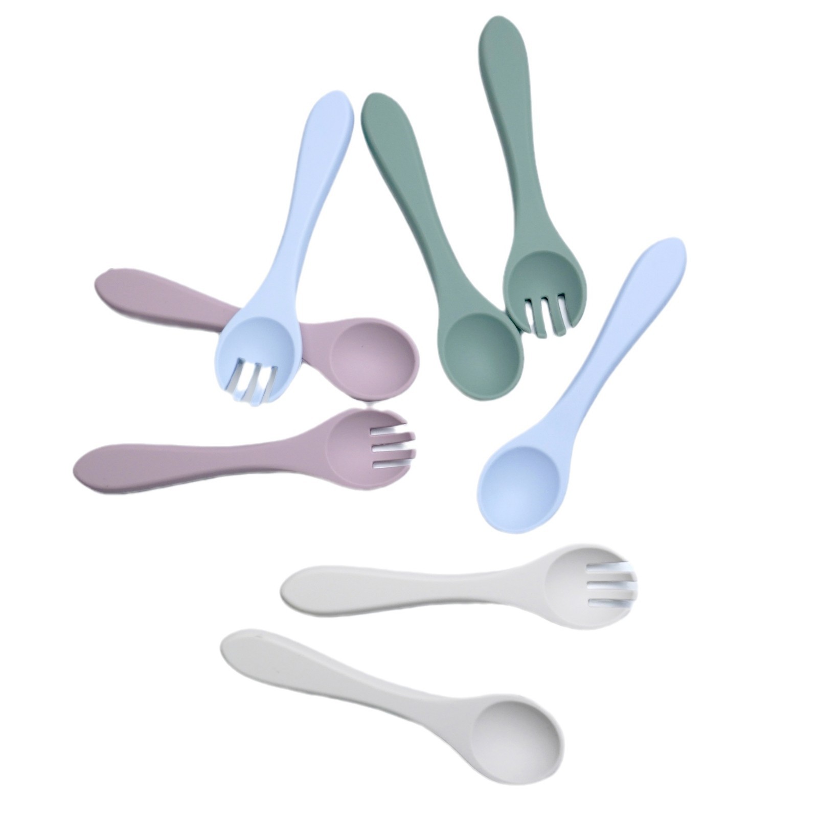 Inventario de alimentos para bebés cucharas de grado alimenticio para bebés aprenden a comer todo el cucharón de silicona dibujos animados color sólido cucharas suaves al por mayor