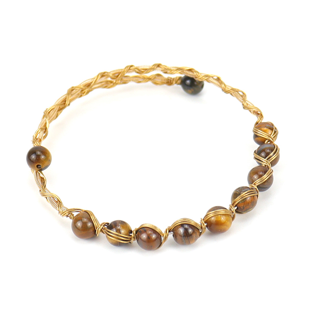 Retro Geometric natural stone Crystal Copper Handmade Bracelets 1 Piece