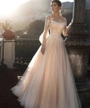 Wedding Dress A-Line Lace Tulle Floor For Women Custom Made