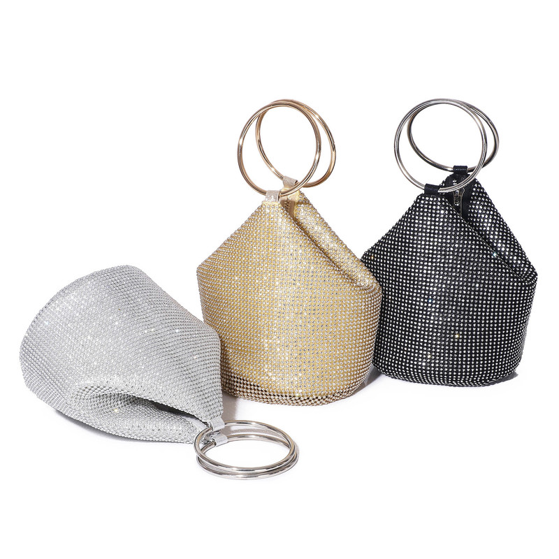 In stock new cross-border Diamond-embedded full diamond evening bag portable vegetable basket rhinestone evening bag Fashion Women's Cosmetic Bag In stock new cross-border Diamond-embedded full diamond evening bag portable vegetable basket rhinestone evening bag Fashion Women's Cosmetic Bag