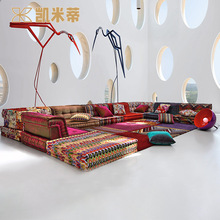 凯米蒂复古文艺大户型花布艺沙发意式极简工业风家具客厅模块沙发