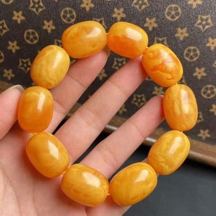 Natural Amber Beeswax Old Flower Wax Jujube Beads Bracelet with Thick Wax and Regular Shape, All Three-Free m