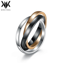 钛钢陶瓷三环三色中性男女戒指环环相扣三圈项链情侣对戒变形手饰