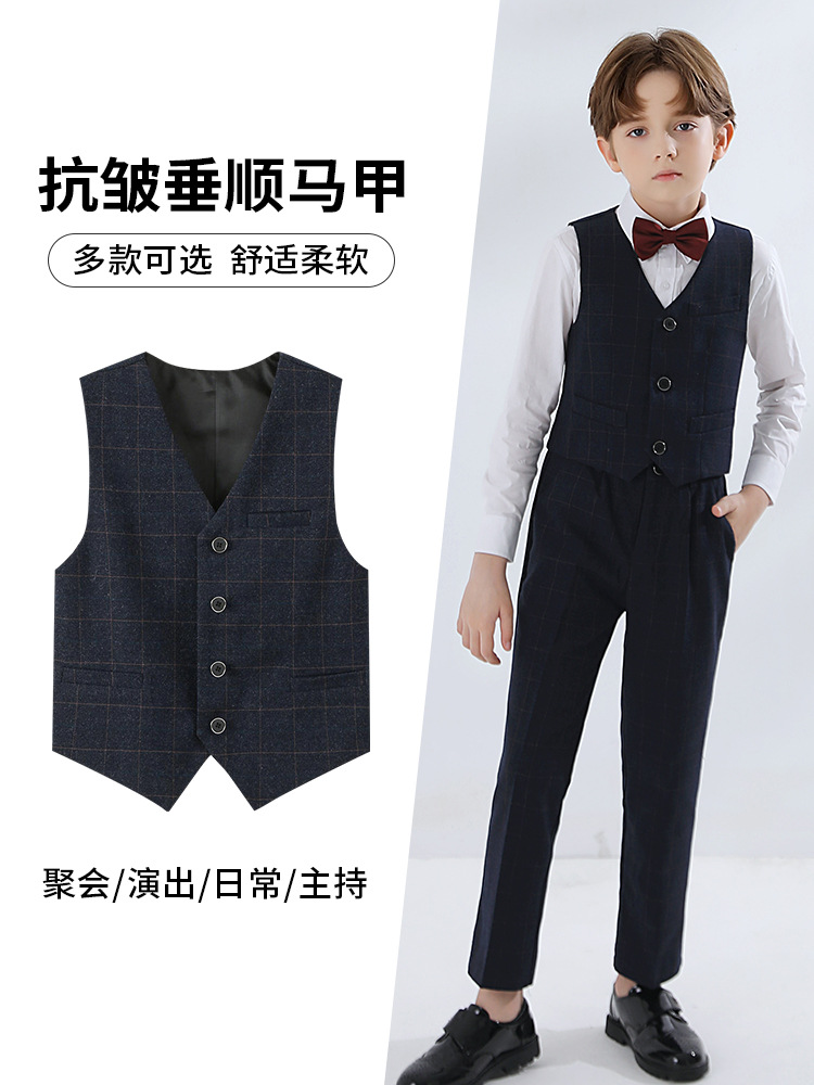 Vestido de niño chaleco traje flor niño anfitrión niños chaleco traje rendimiento Big Boy Universidad rendimiento traje