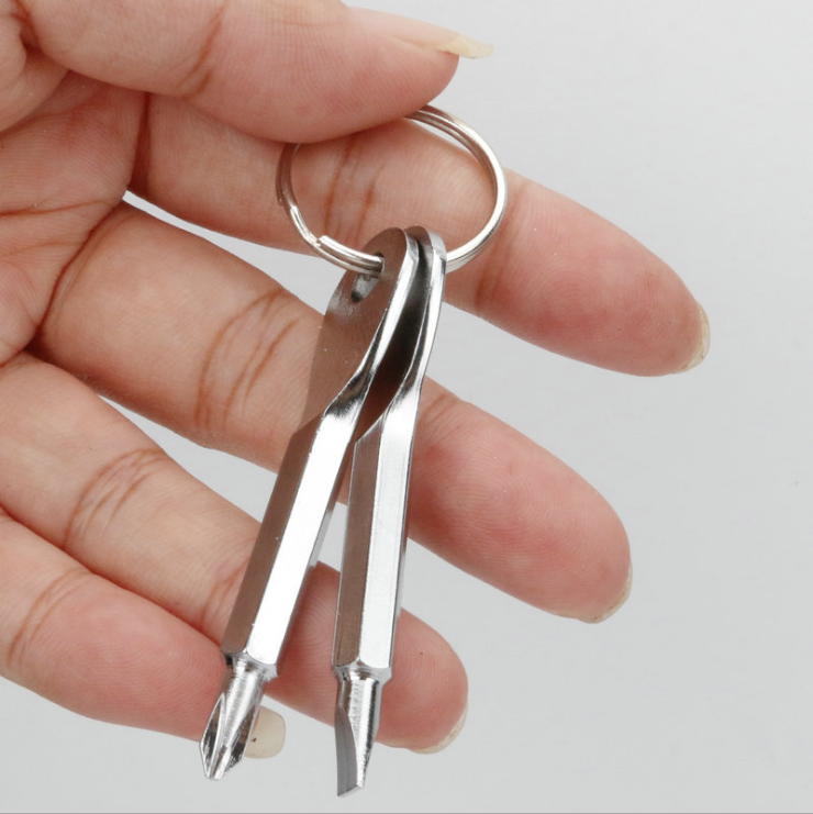 Destornillador portátil multifuncional para exteriores EDC herramienta de cuchillo portátil destornillador de una palabra cruz mini colgante de llavero