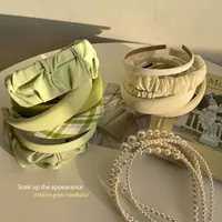 Повязка для волос, свежая летняя зеленая губка с высокой короной, женская заколка для мытья лица, заколка для волос, модный аксессуар для волос в лесном стиле.