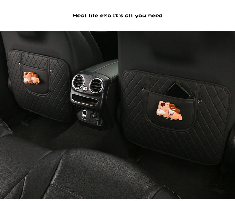 Car Anti-Kick Pad, Children's Seat Back Anti-Kick Pad, New Year of the Horse Quilted Embroidered Leather Anti-Kick Pad, Rear Seat Back Protection Pad