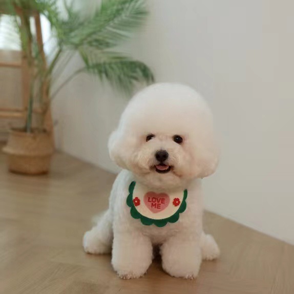 Korean ins cute contrast color bib love pet cat dog saliva napkin saliva pocket teddy Pomeranian dogs