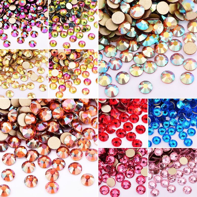 Glass Flat-Back Rhinestones with Gold Base, Shiny Nail Art Rhinestones, DIY Phone Case Nail Rhinestone Decoration Accessories