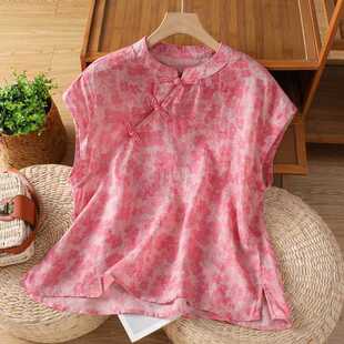 2025 Summer New Style Artistic Printed Ramie New Chinese Style National Style Slimming and Age-Reducing Tops Shirt Sleeveless Women
