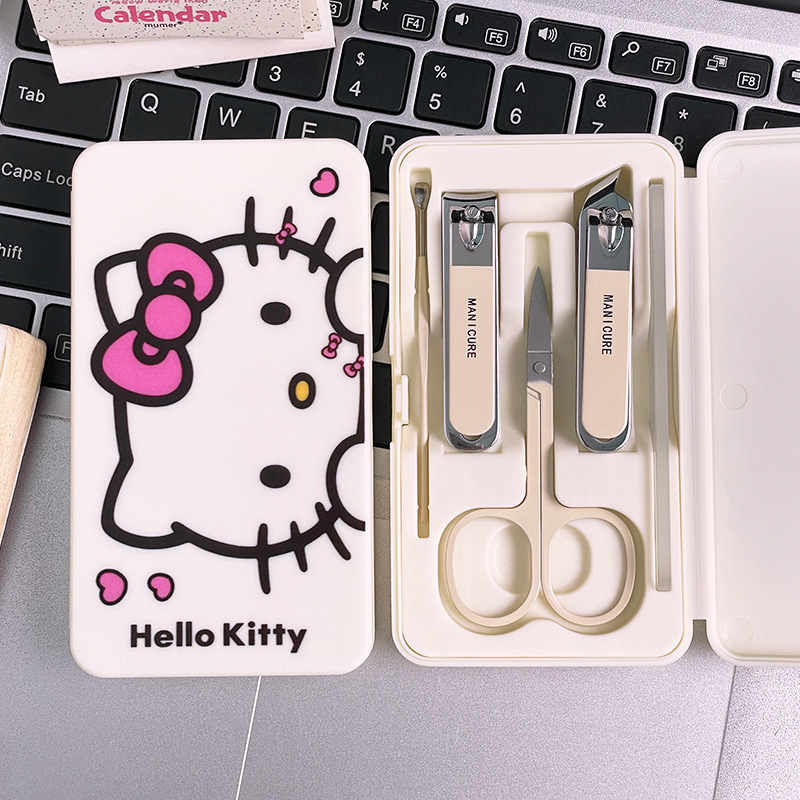 可爱Kitty猫指甲刀套装学生卡通便携指甲剪指甲钳美甲工具全套盒|undefined