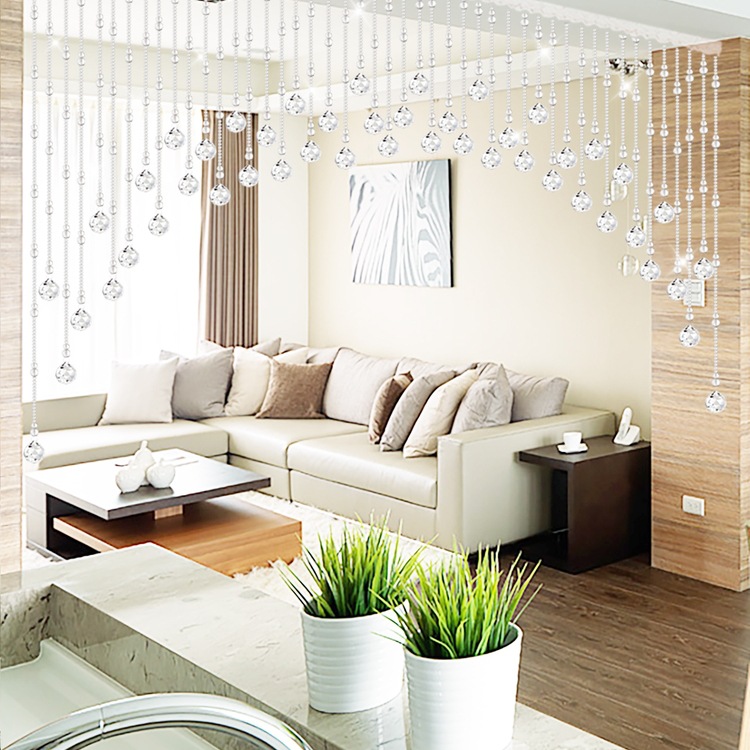 Crystal Bead Curtain Partition Curtain Door Curtain for Home Living Room Bathroom Bedroom Curtain Transparent Gourd New Style No-Drill Entrance