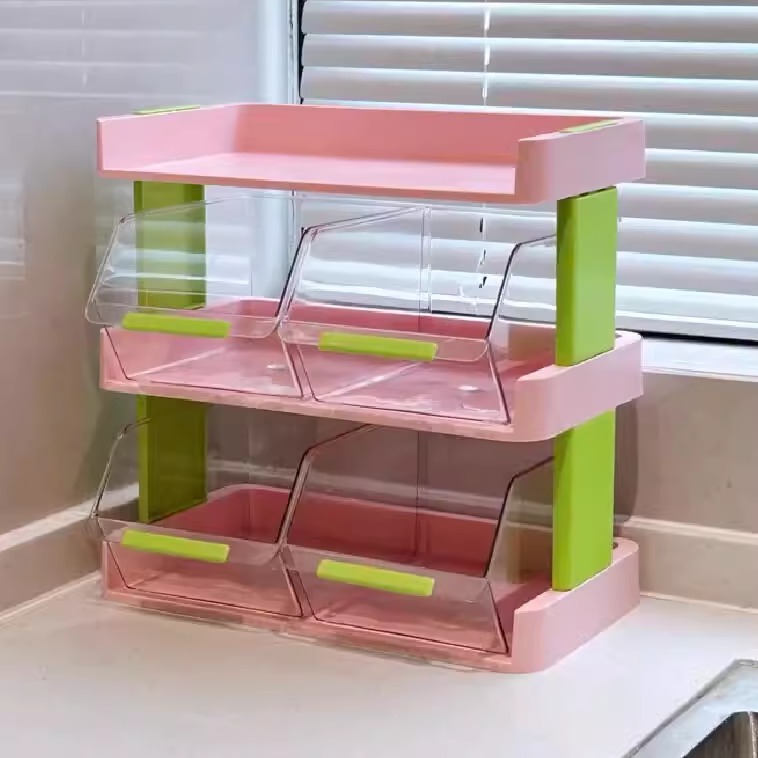 Caja de almacenamiento de escritorio de dopamina bolsa de té de oficina estante multifuncional a prueba de polvo café instantáneo