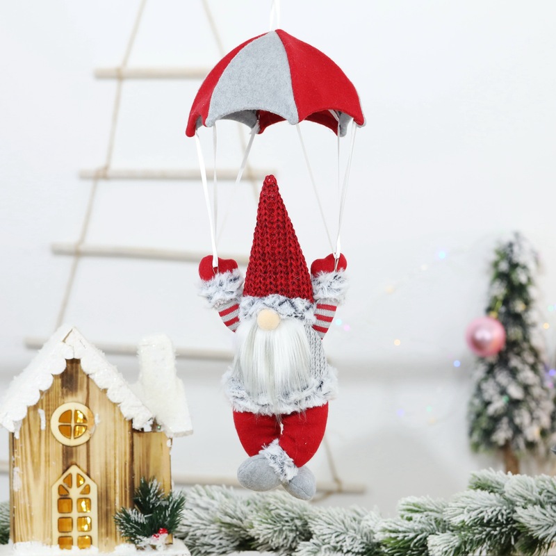 クリスマスシーン装飾品クリスマス無顔スカイダイビング老人パラシュートクリスマスショーウインドー吊り下げ装飾プレゼント|undefined
