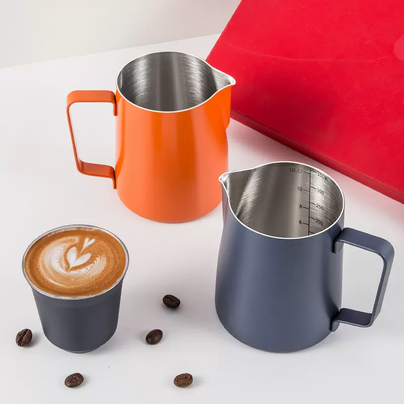 跨境拉花杯加厚奶泡杯不锈钢拉花杯食品级 家用打奶杯器具现货