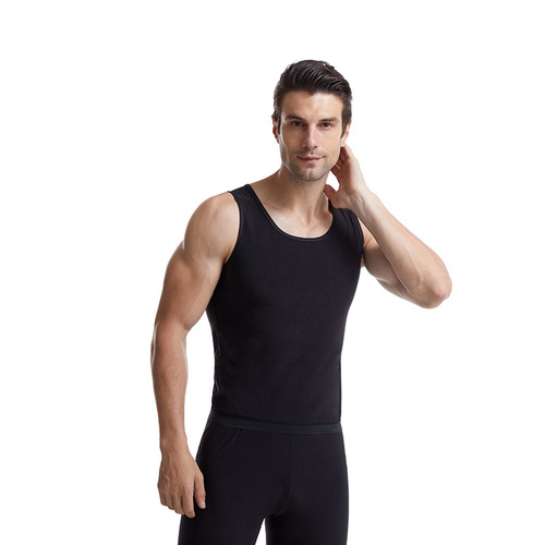Amazon Cross-border Men's Sport Compression Top, Silver Men's Sweating Shirt Body Shaping Sauna Backless Vest