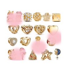 潘家多拉S925纯银黄金色捕梦网维尼熊爱心串珠子手链项链DIY配件