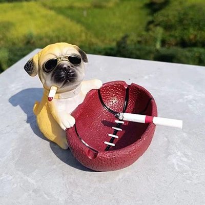 Ashtray, Unique and Creative, Car ashtray - ball-holding-dogwearing-sunglassesyellowred