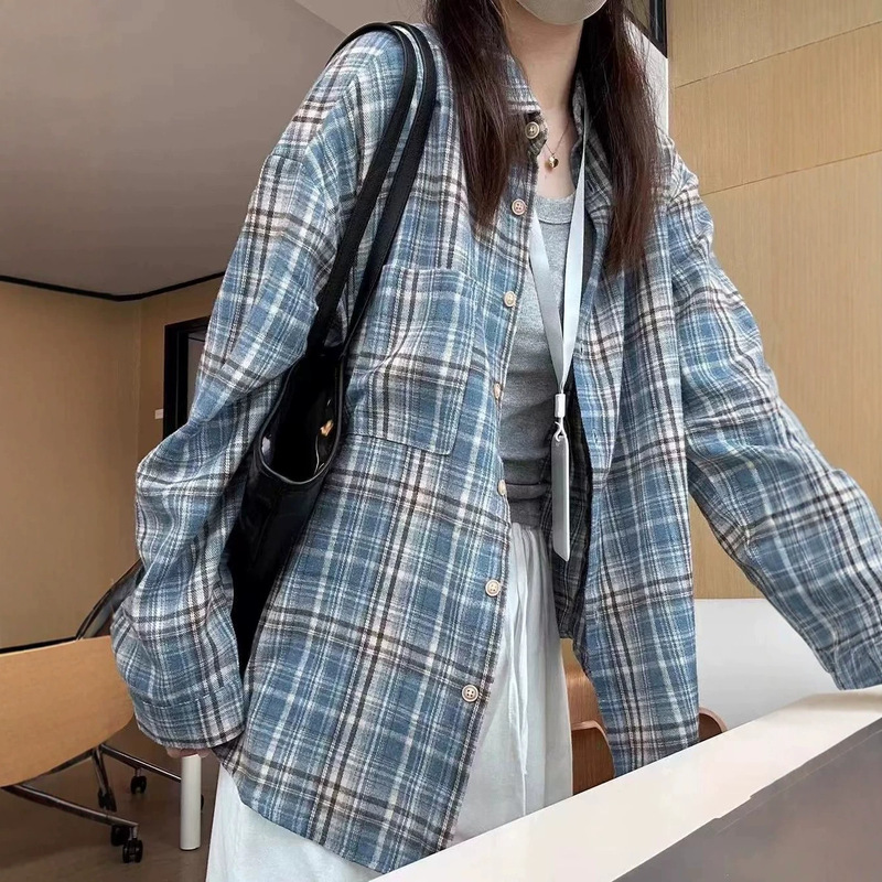 American Retro Brushed Flannel Long-Sleeve Plaid Shirt, Spring and Autumn Style, Lazy Style, Loose Fit, Layered Wear, Couple's Casual Shirt Jacket American Retro Brushed Flannel Long-Sleeve Plaid Shirt, Spring and Autumn Style, Lazy Style, Loose Fit, Layered Wear, Couple's Casual Shirt Jacket