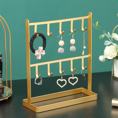 Dressing table desktop iron jewelry jewelry earrings hanging rack necklace display rack entrance door key storage rack