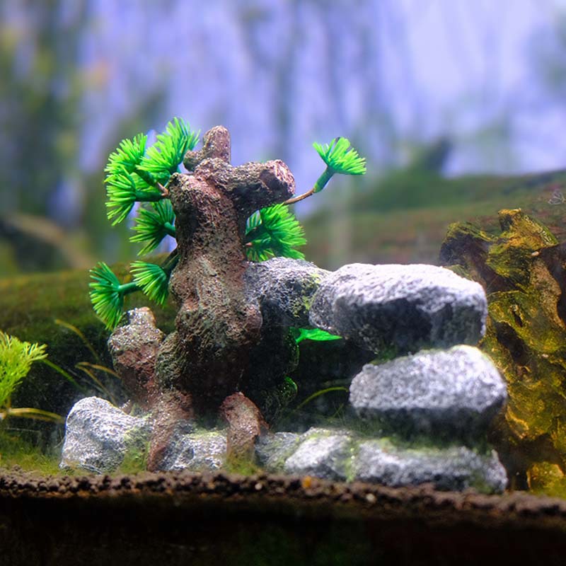 Peces decorativos y camarones para evitar agujeros, adornos de acuarios, venta al por mayor transfronteriza, celebridades de Internet, estilos explosivos, peceras, piedras apiladas y arcos de árboles