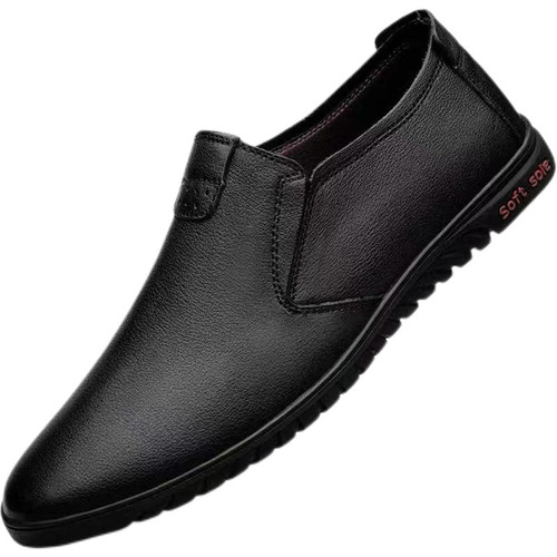 Men's Leather Shoes New Autumn/Winter Single Cotton Same Style Bead Shoes Soft Sole Elderly Shoes