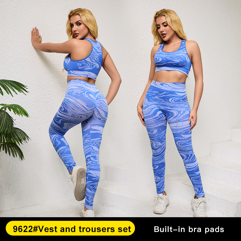 New European and American Style Yoga Pants, High Elasticity, Comfortable, Shockproof, Wireless, Gathering and Side Breast Support, Women's Sports Bra Set New European and American Style Yoga Pants, High Elasticity, Comfortable, Shockproof, Wireless, Gathering and Side Breast Support, Women's Sports Bra Set