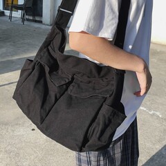 キャンバスショルダークロスボディバッグ、男女大学生クラスバッグ、唐ダン大容量文学レジャーバッグ、ニュートラルトートバッグ