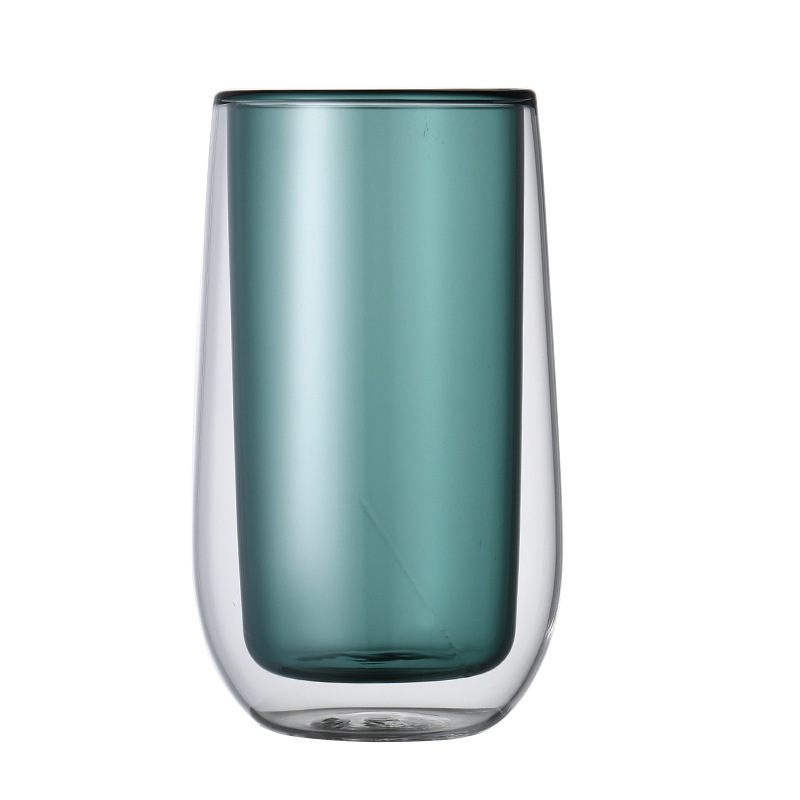 Taza de vidrio doble personalizada taza de agua transparente taza de desayuno publicitaria taza de café regalo encantadora taza casera ideas