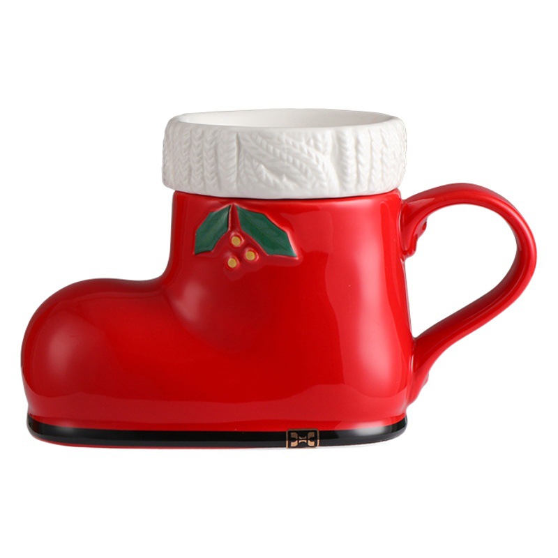 Botas creativas de modelado de la Taza de regalo de Navidad Taza de cerámica taza de dibujos animados 3D taza de café de la fábrica al por mayor taza de porcelana