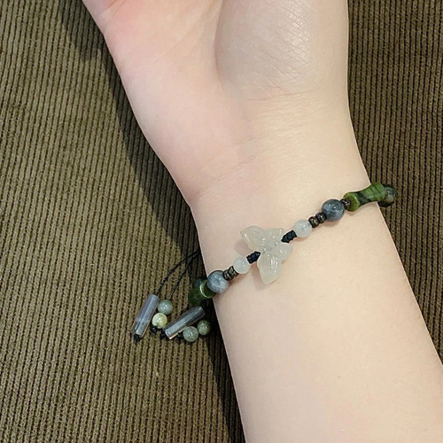 Xiaohongshu Orchid Pavilion Butterfly Bamboo Knot Bead Necklace with New Chinese Style National Style Design, Friendship Gift