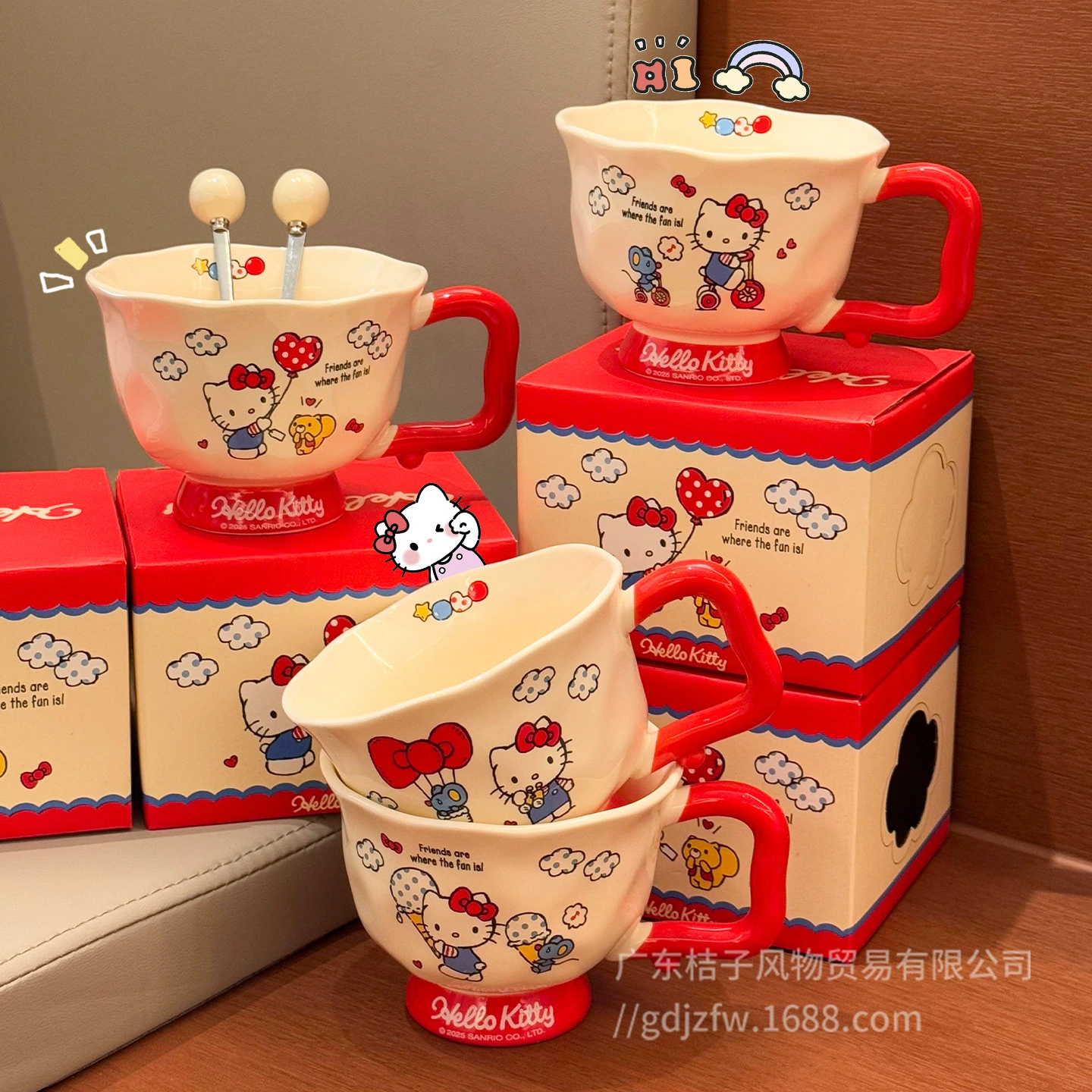 Кружка HelloKitty ко-брендированная с хорошим внешним видом, домашняя чашка для кофе, милая керамическая чашка, подарок на день рождения для девочек