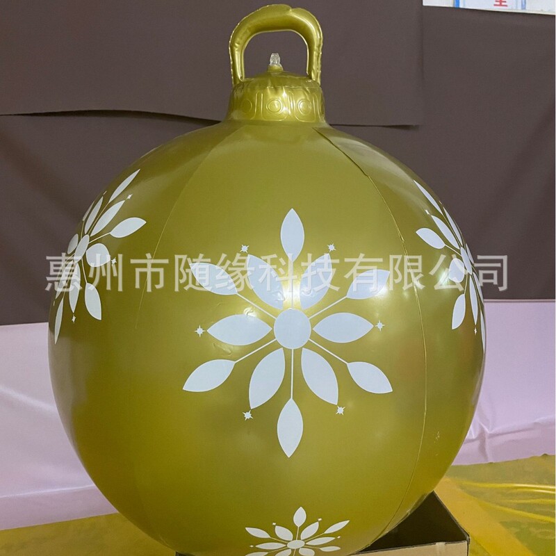 厂家现货PVC充气圣诞球充气装饰球LED灯英文充气发光球庭院装饰球|undefined