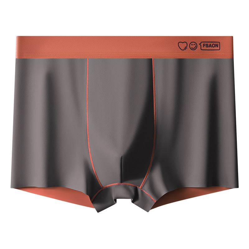 Ropa interior para hombres, cuatro esquinas, dos colores sin costuras, seda de hielo, pantalones cortos bóxer transpirables para hombres, primavera y otoño 2024