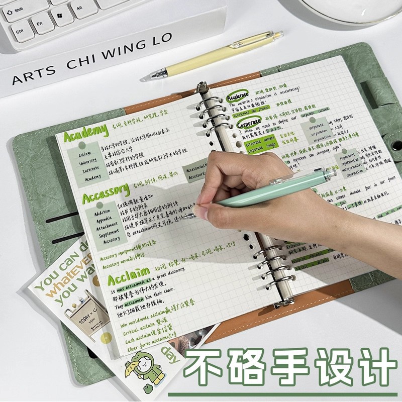 Cuaderno de cuaderno de hoja plegada a5 desmontable de alto valor de superficie cuaderno en blanco cuaderno de hoja interior sello de viaje sello