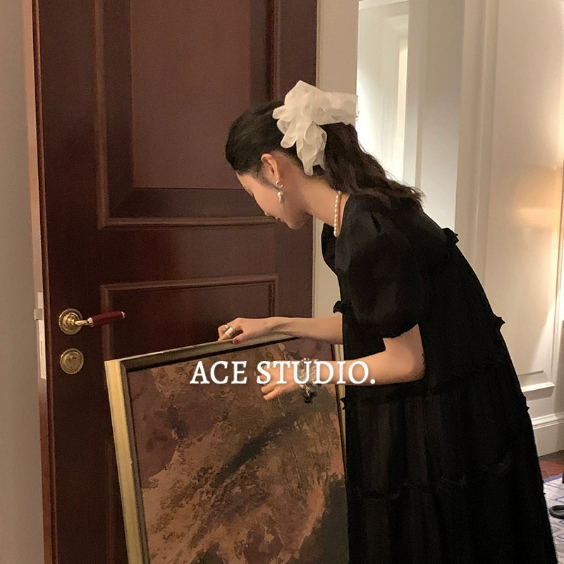 Резинка для волос (Мона) размером в Oversize, фатиновый горошек, оборки, декоративная розочка, стиль цветка, большой