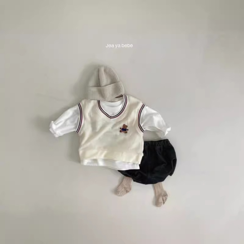Chaleco de Bebé Ropa de otoño ropa de estilo coreano para niños otoño oso estilo universitario chaleco abrigo Chaleco de desgaste exterior para niños