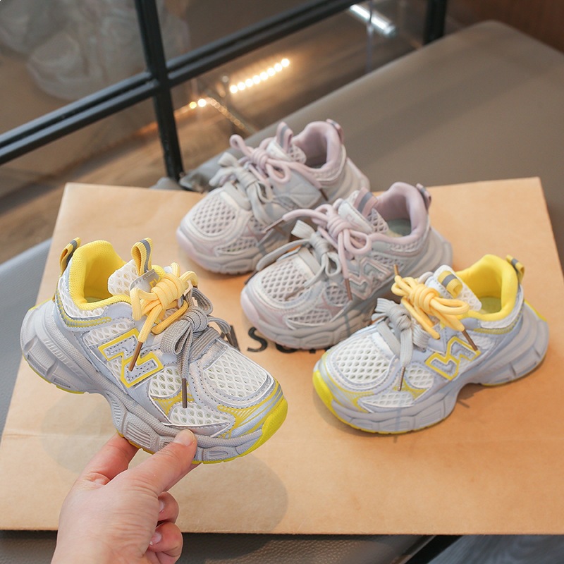 Modische, atmungsaktive Mädchen-Sneaker aus Single-Mesh, Frühjahrskollektion 2026, Kinderschuhe, vielseitige Freizeitschuhe_voghion.com