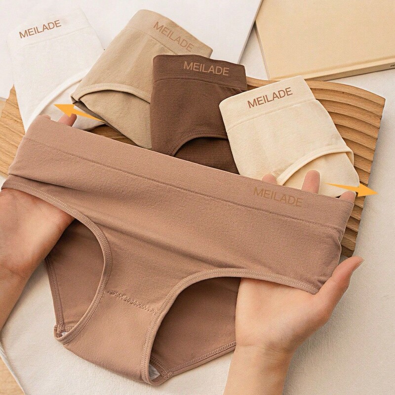 Shein Cross-Border Women's Seamless Underwear Comfortable Letter Mid-Waist High Elastic Simple Seamless Pure Cotton Crotch Briefs for Women Shein Cross-Border Women's Seamless Underwear Comfortable Letter Mid-Waist High Elastic Simple Seamless Pure Cotton Crotch Briefs for Women