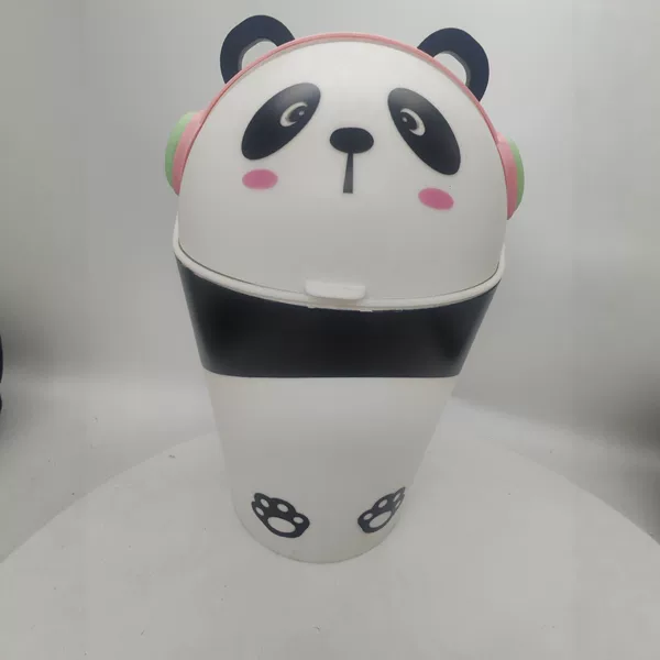 Cute Panda Cat-Ear Press-Type Sorting Trash Can for Home Use, Creative Storage Bin, Cartoon-Style Adorable Trash Bin
