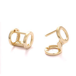 Orecchini a lobo a forma di o a doppio anello placcati oro 18k_voghion.com