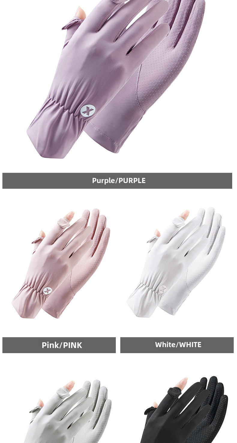 Sunscreen Gloves Women's Ultraviolet Protection Flip Thin Summer Ice Silk Breathable Fashion Electric Bicycle Bike Driving Finger_maomaolike.com