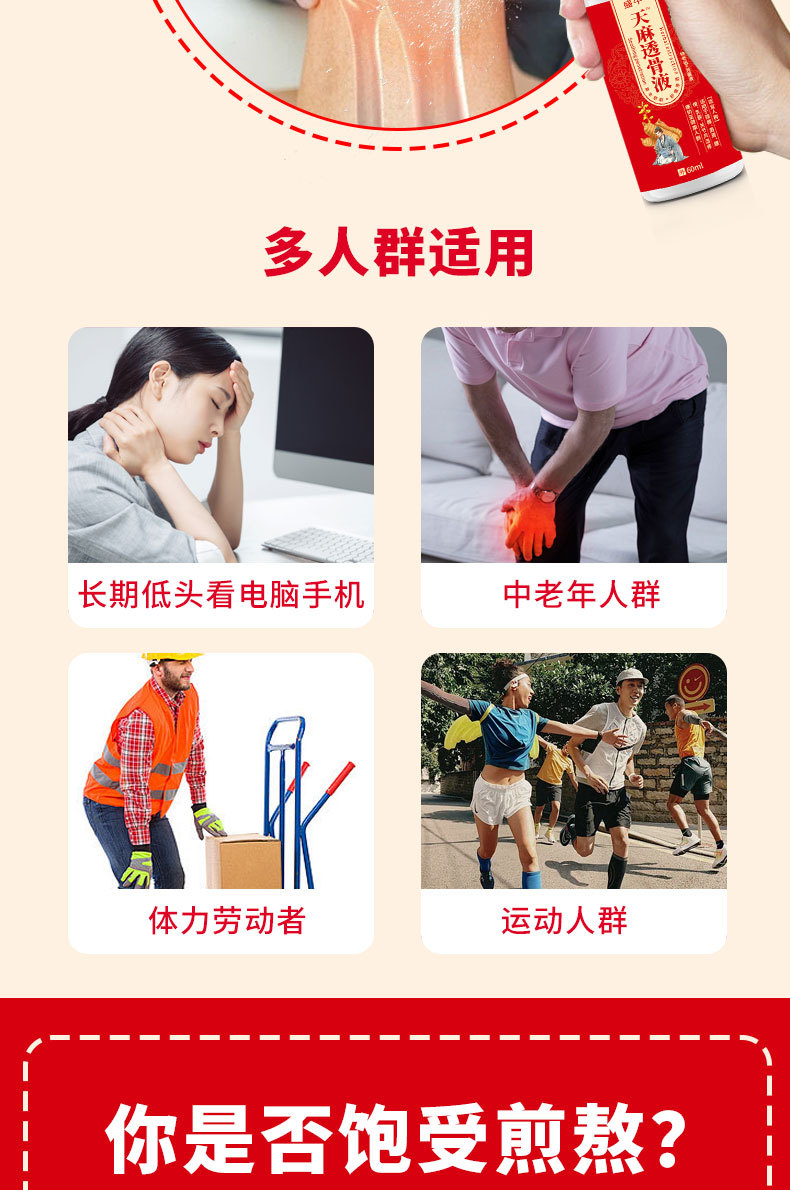 Miao Fang Tou Gu Ye Cooling Spray 60ml External Herbal Body Spray for Neck Shoulder Waist and Legs in use