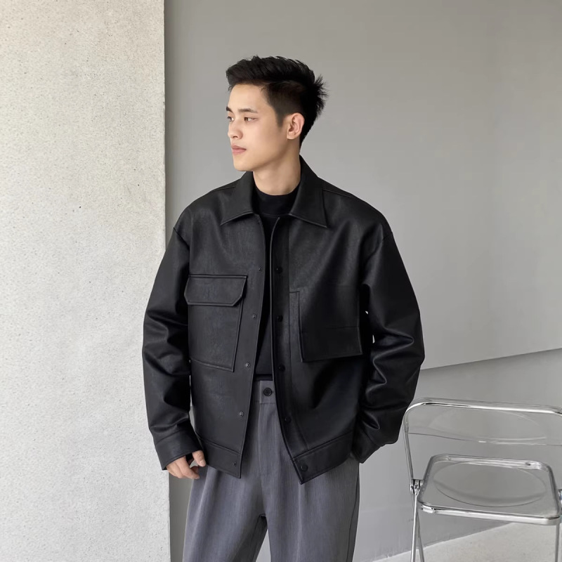 Pilot Motorcycle Leather Jacket for Men, Loose Fit, 2026 Spring and Autumn Korean Style Trendy Cool Jacket, Stylish Leather Coat with Fleece Lining Pilot Motorcycle Leather Jacket for Men, Loose Fit, 2026 Spring and Autumn Korean Style Trendy Cool Jacket, Stylish Leather Coat with Fleece Lining
