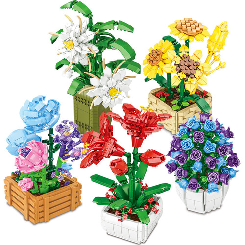 Zhengbo small-particle assembled building block flower DIY creative national trend rose flower is compatible with a high-education assembled toy