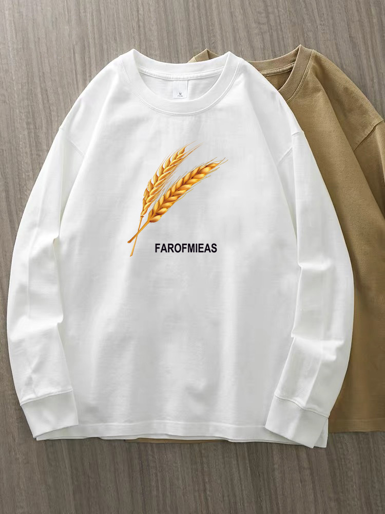 230g 100% algodón de alta gama camiseta de mujer de manga larga primavera y otoño nuevo estilo coreano camiseta de cuello redondo para mujeres