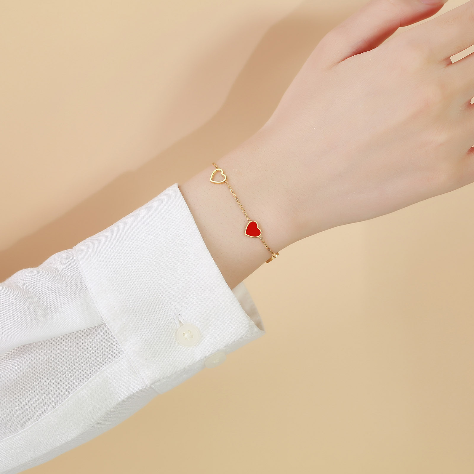 Real Gold Plated Plating Material Bracelets Classification Simple Style Heart Shape 201 Stainless Steel Stainless Steel Bracelets In Bulk