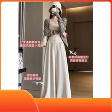 慵懒风软糯针织糯米阔腿裤女秋冬高腰窄版休闲垂感大裤脚拖地裤裙